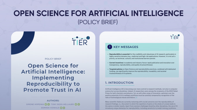 New TIER2 policy brief on open science for Artificial Intelligence